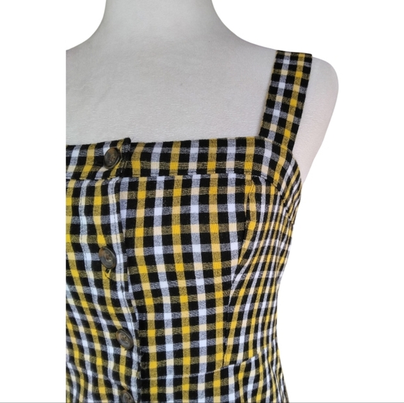 Hollister Button Front Yellow, Black, & White Plaid Dress Size XS - Picture 3 of 8